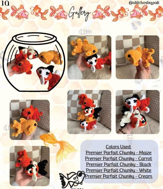 Gary the Goldfish 2in1 Pattern - 4 Versions - Goldfish Crochet Pattern - No Sew Crochet Pattern