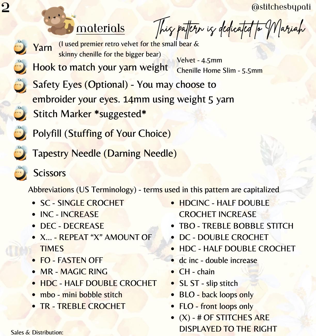 Honey Bee Bear - Bear Crochet Pattern