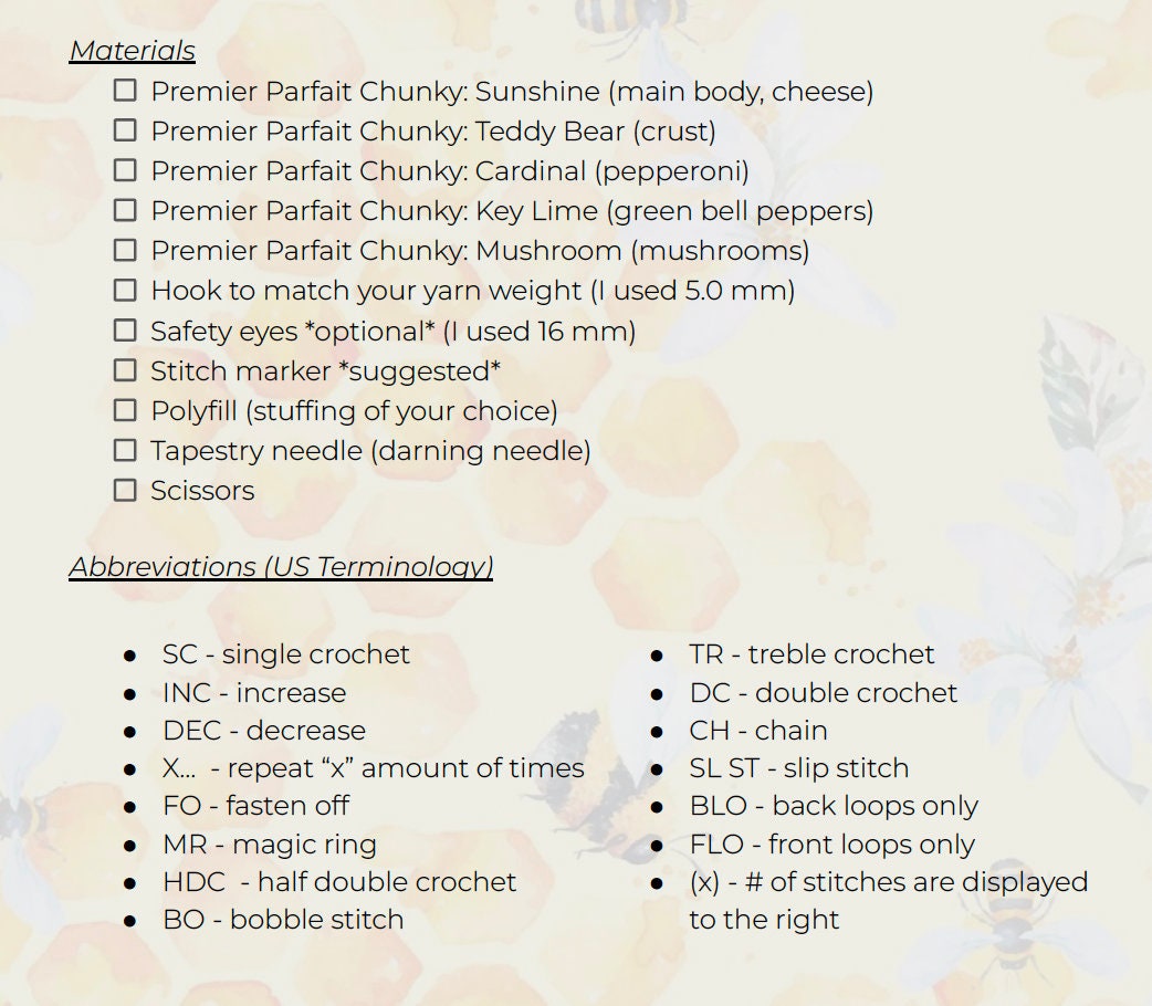 Pizza Buddy - Low Sew Crochet Pattern - PDF PATTERN ONLY