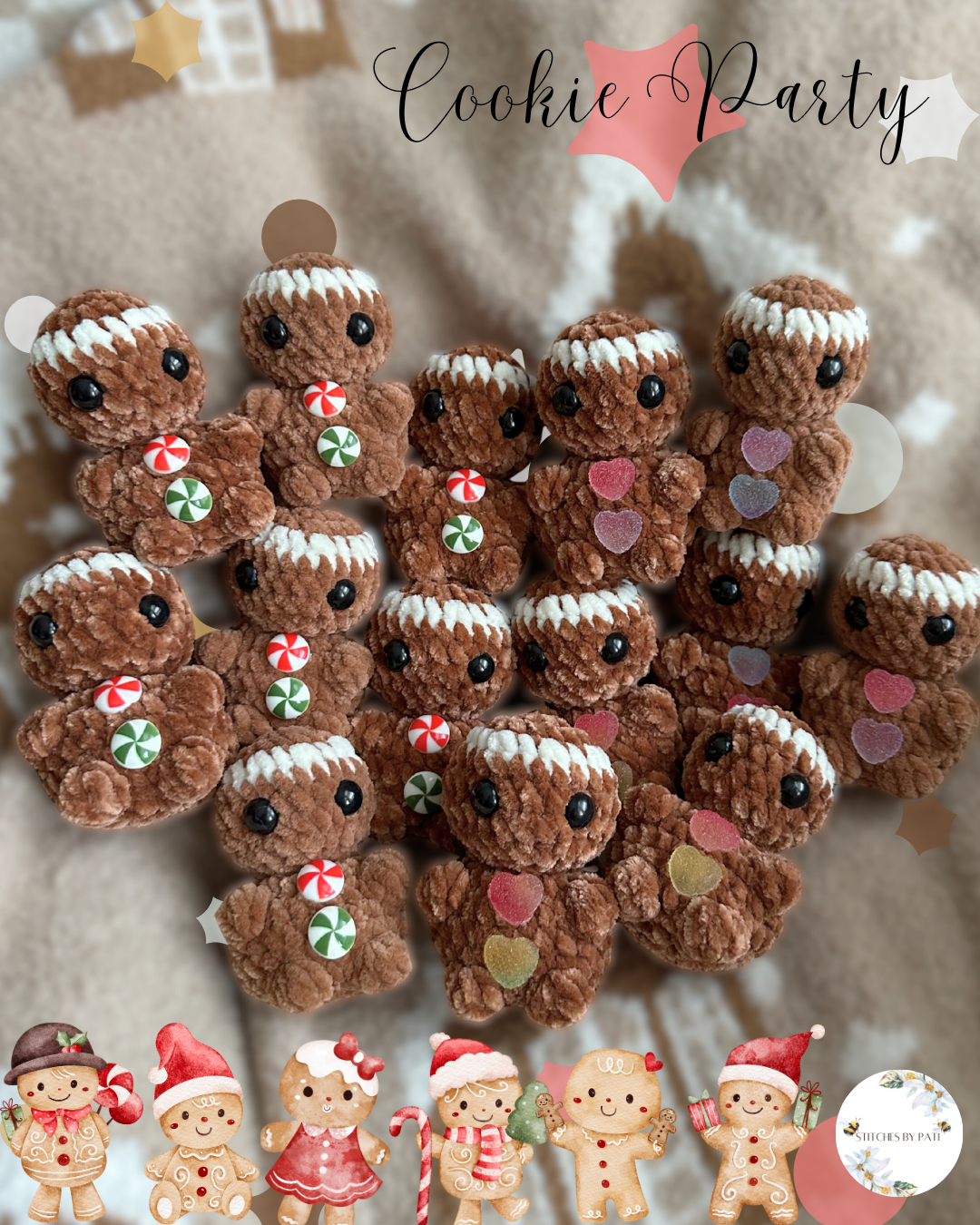Gingerbread Baby with Candy Buttons - Crochet Plushie