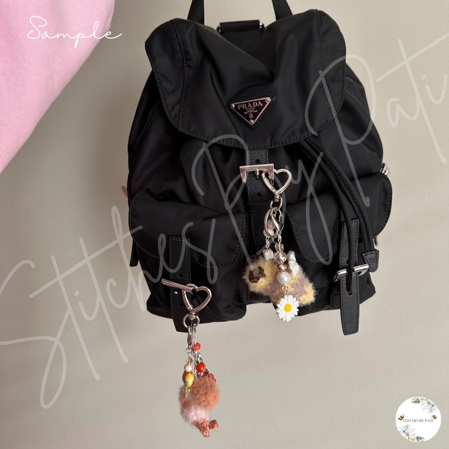 Beaded & Crocheted Starfish/Sea Star Bag Charm with Removable Shell or Star Zipper Charm - Beaded Keychain Accessory