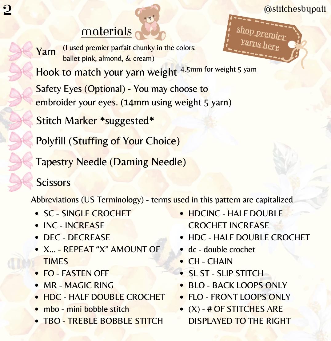 Berry the Ballerina - Bear Crochet Pattern - Low Sew Crochet Pattern