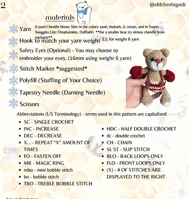 Benny the Cozy Winter Bear - Bear Crochet Pattern - Low Sew Crochet Pattern