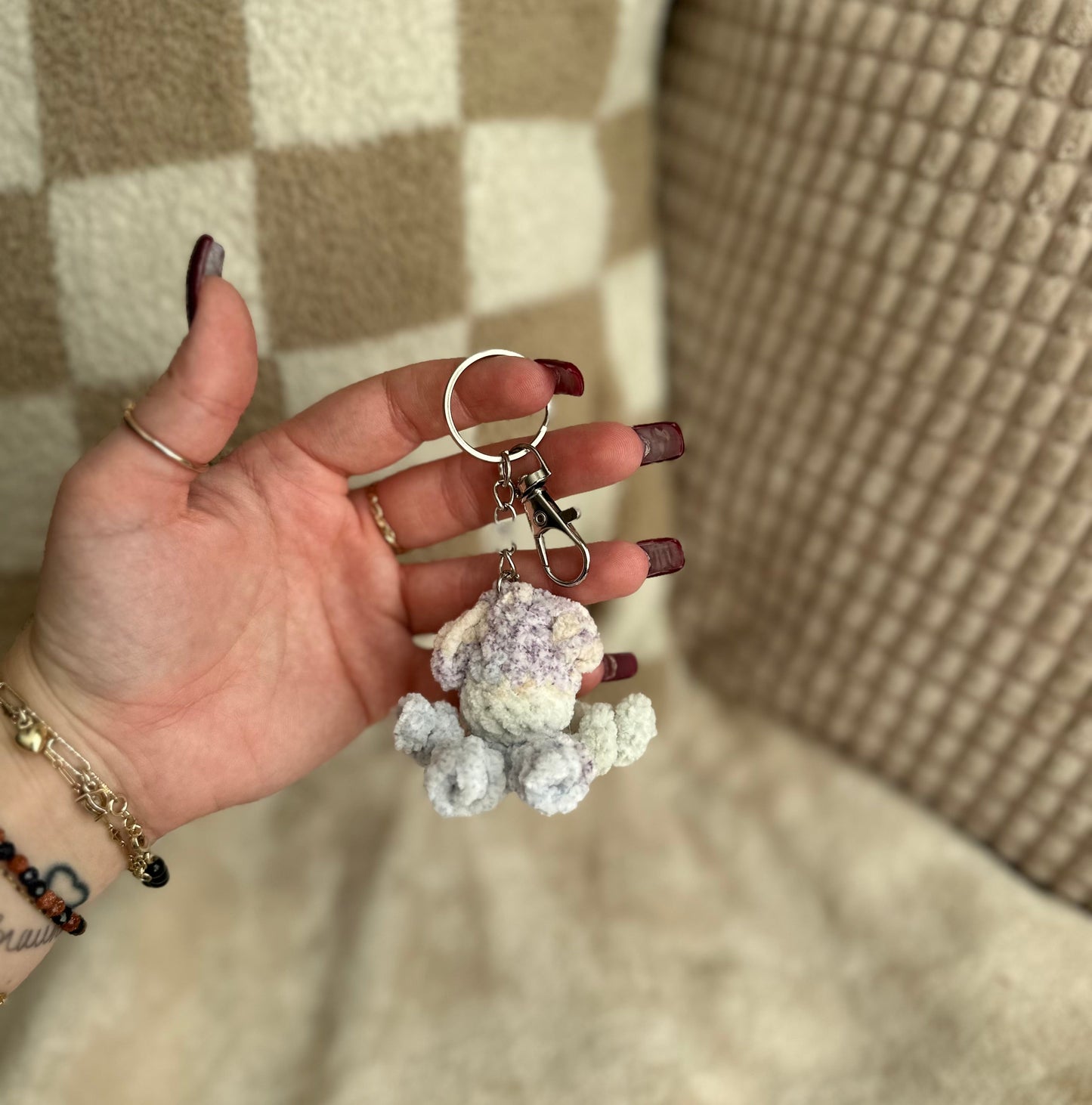 Tiny Tie-Dye Squid Crochet Keychain