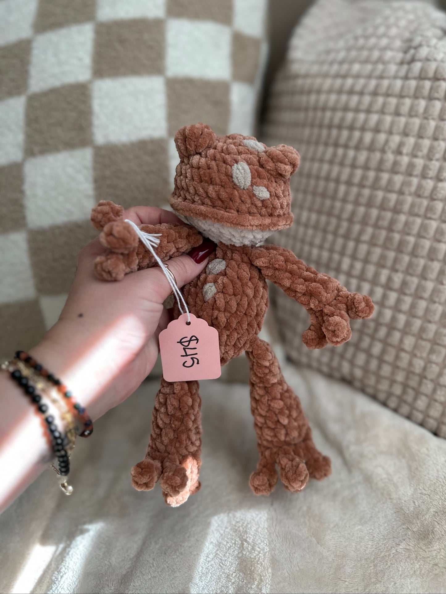 Brown Fig the Frog Snuggler - Crochet Baby Snuggler