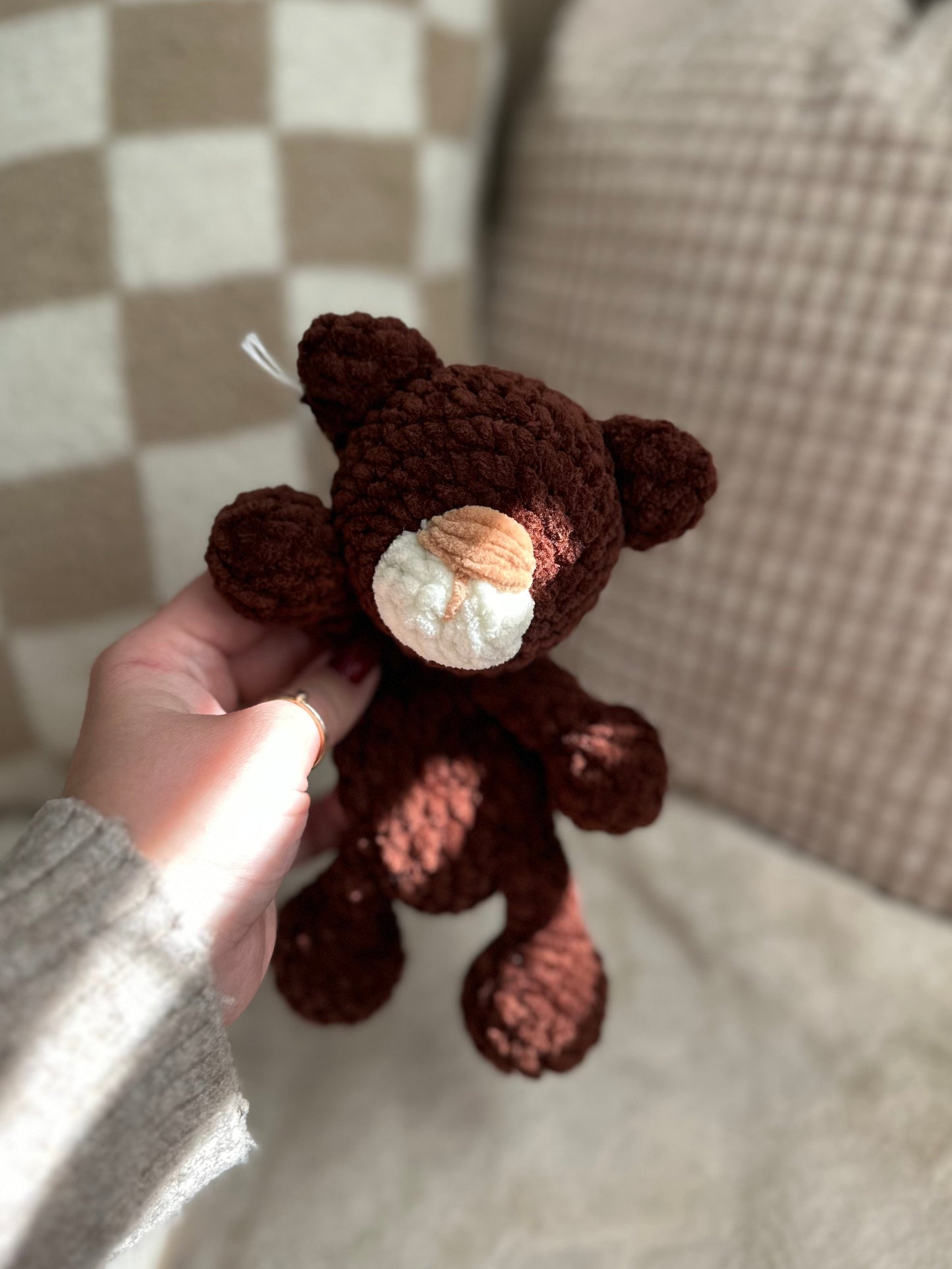 Chocolate Theo the Teddy Bear - Crochet Baby Snuggler