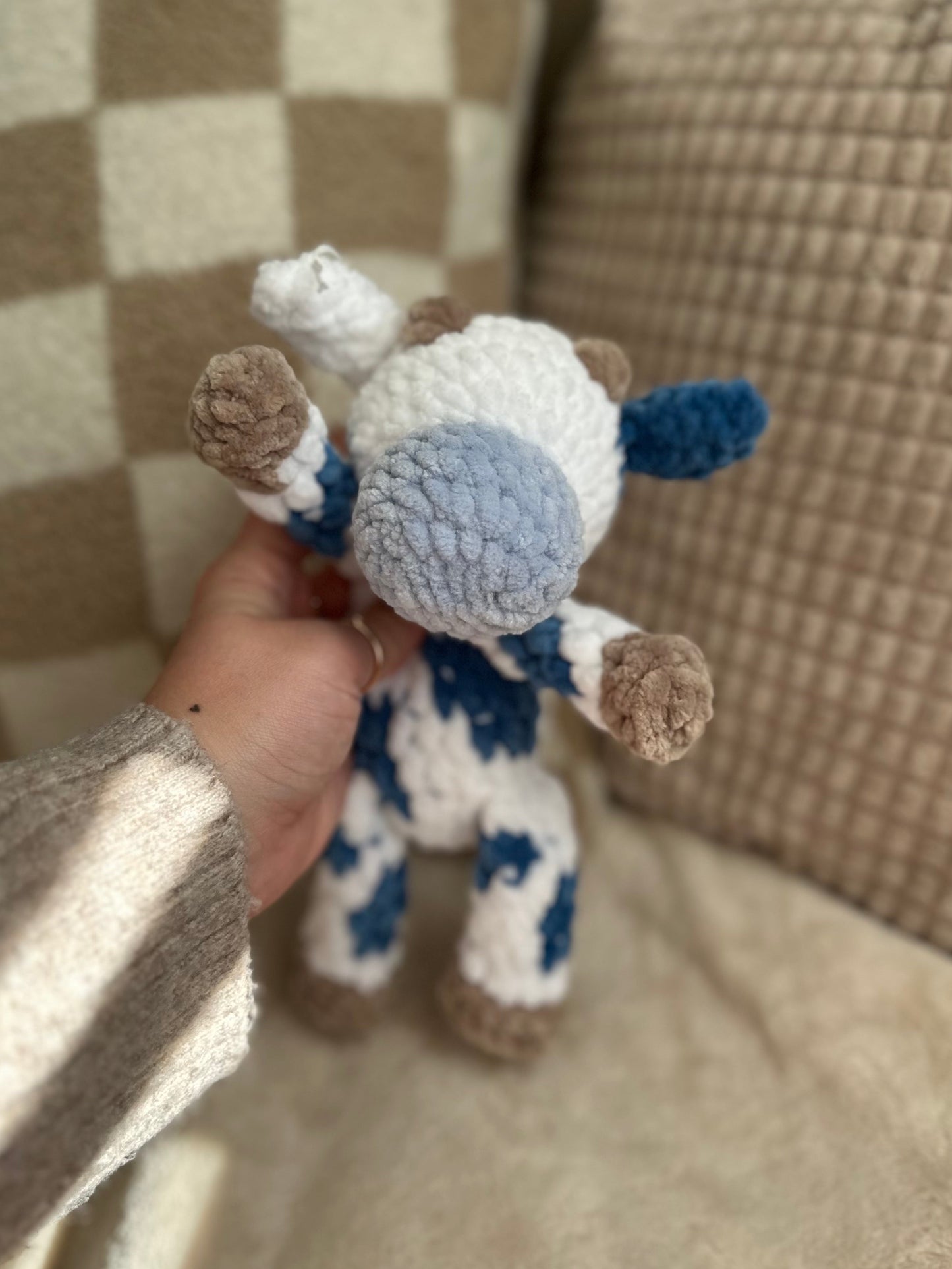 Blueberry Cornelia the Cow - Crochet Baby Snuggler