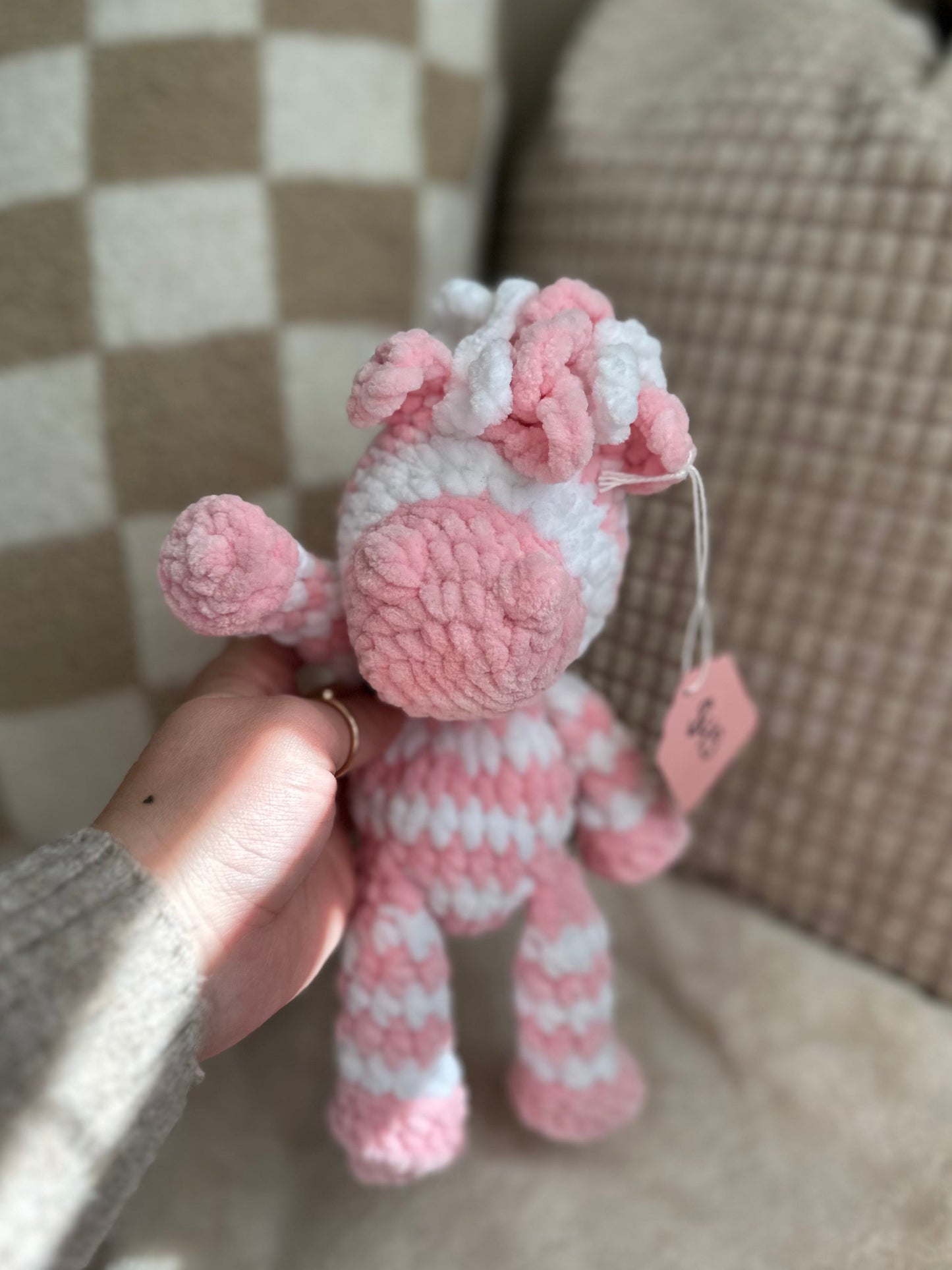 Baby Pink Zola the Zebra - Crochet Baby Snuggler