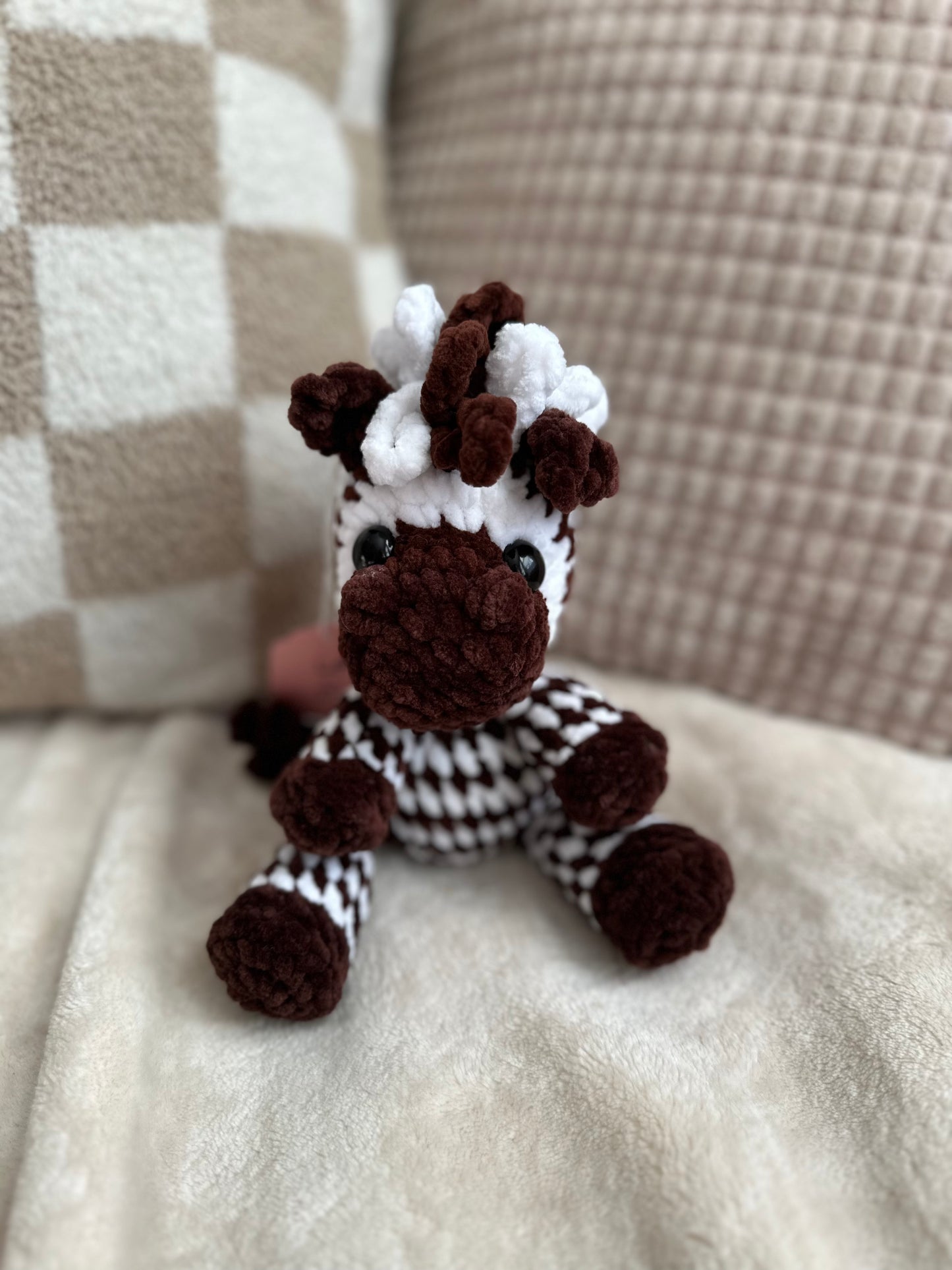 Chocolate Brown Zola the Zebra - Crochet Baby Snuggler