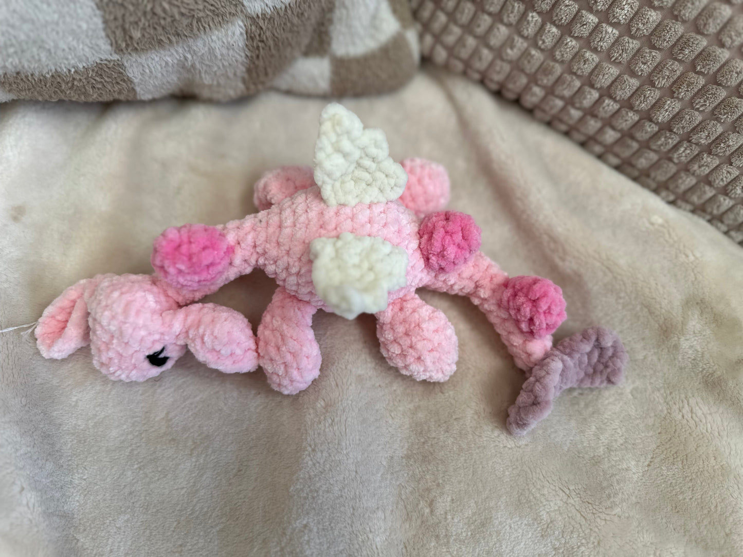 Sleepy Bubblegum Dragon - Crochet Plushie