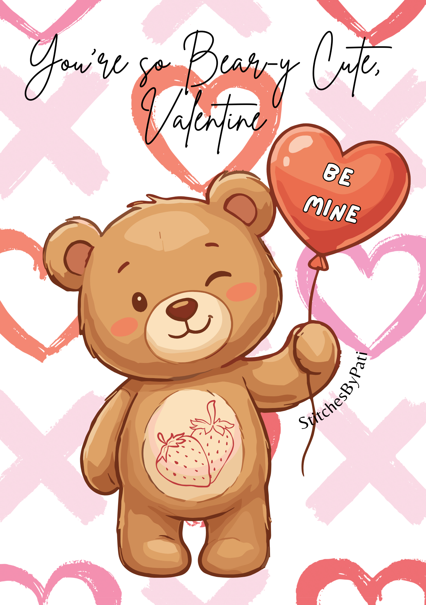 Poppable! Bear-Berry "You're so Bear-y Cute, Valentne" Gift Set - Crochet Plushie