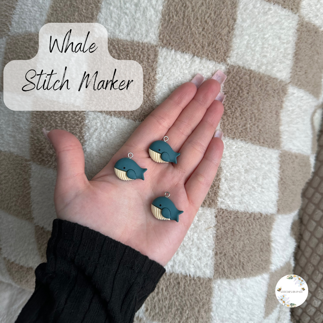 Custom Whale Stitch Marker/Zipper Charm - Lobster Clasp - Crochet/Knitting