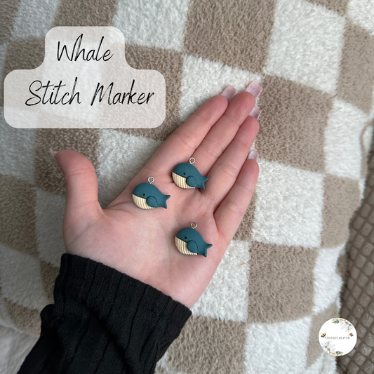 Custom Whale Stitch Marker/Zipper Charm - Lobster Clasp - Crochet/Knitting