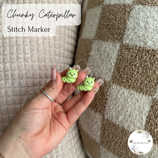 Custom Beaded Chunky Caterpillar Stitch Marker/Zipper Charm - Lobster Clasp - Crochet/Knitting