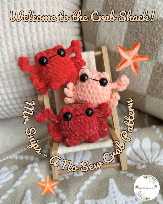 Mr. Snips the Crustacean Friend- NO SEW! Crochet Pattern - Mini Crab