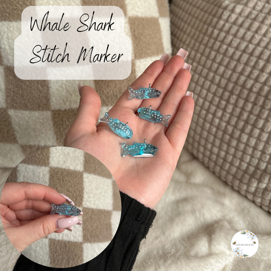 Custom Whale Shark Stitch Marker/Zipper Charm - Lobster Clasp - Crochet/Knitting