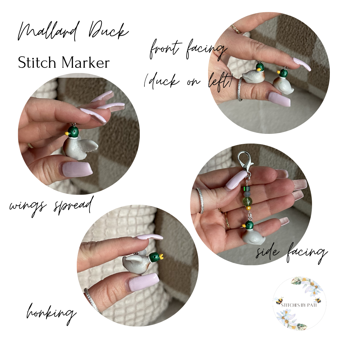 Custom Mallard Duck  Stitch Marker/Zipper Charm - Lobster Clasp - Crochet/Knitting