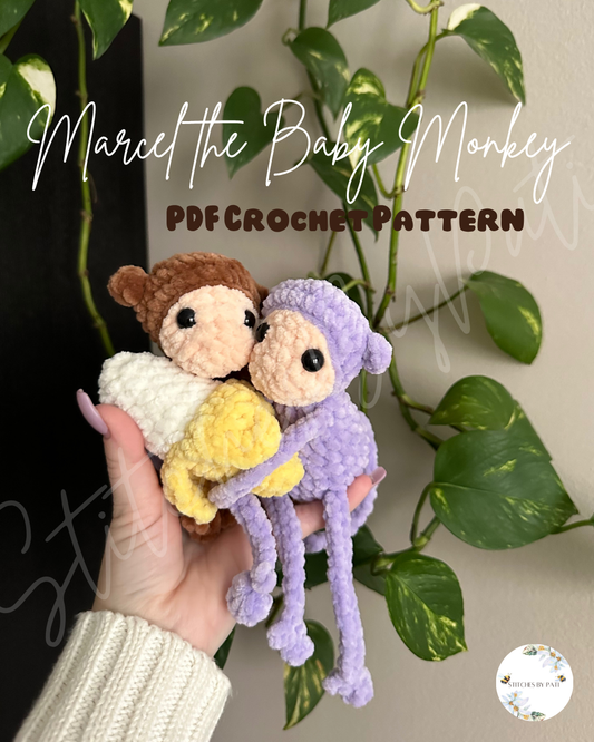 Marcel the Baby Monkey & Banana - 2in1 Crochet Pattern - Low Sew