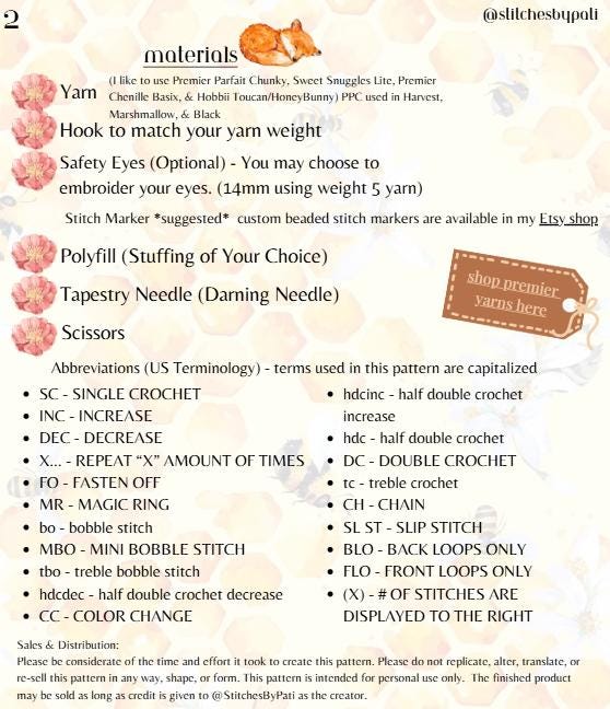 Freya the Fox Plushie Crochet Pattern - Includes Flower & Acorn Patterns - Fox Plushie Crochet Pattern - No Sew Crochet Pattern