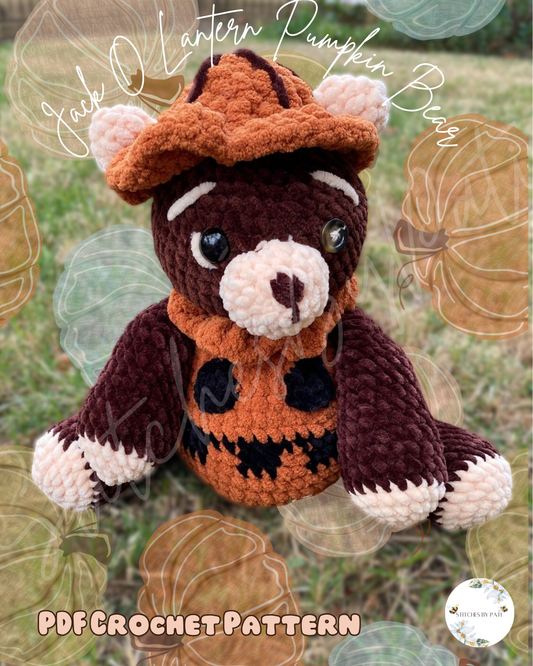 Jack O Lantern Pumpkin Bear Crochet PDF PATTERN - Digital File - Halloween