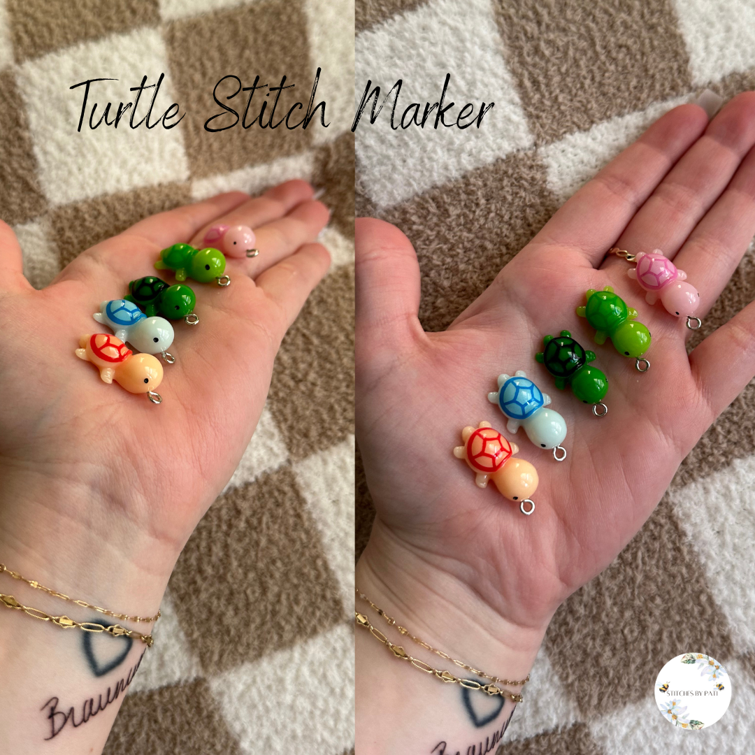 Custom Turtle Stitch Marker/Zipper Charm - Lobster Clasp - Crochet/Knitting