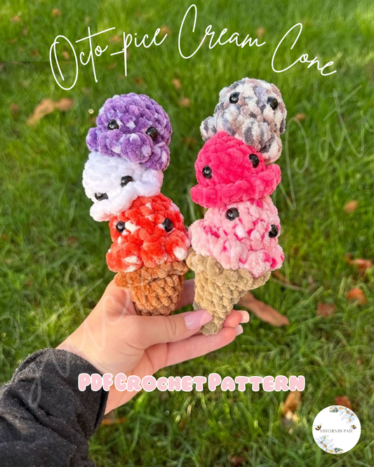 Octo-pice Cream - Octopus Ice Cream Cone - Crochet Pattern