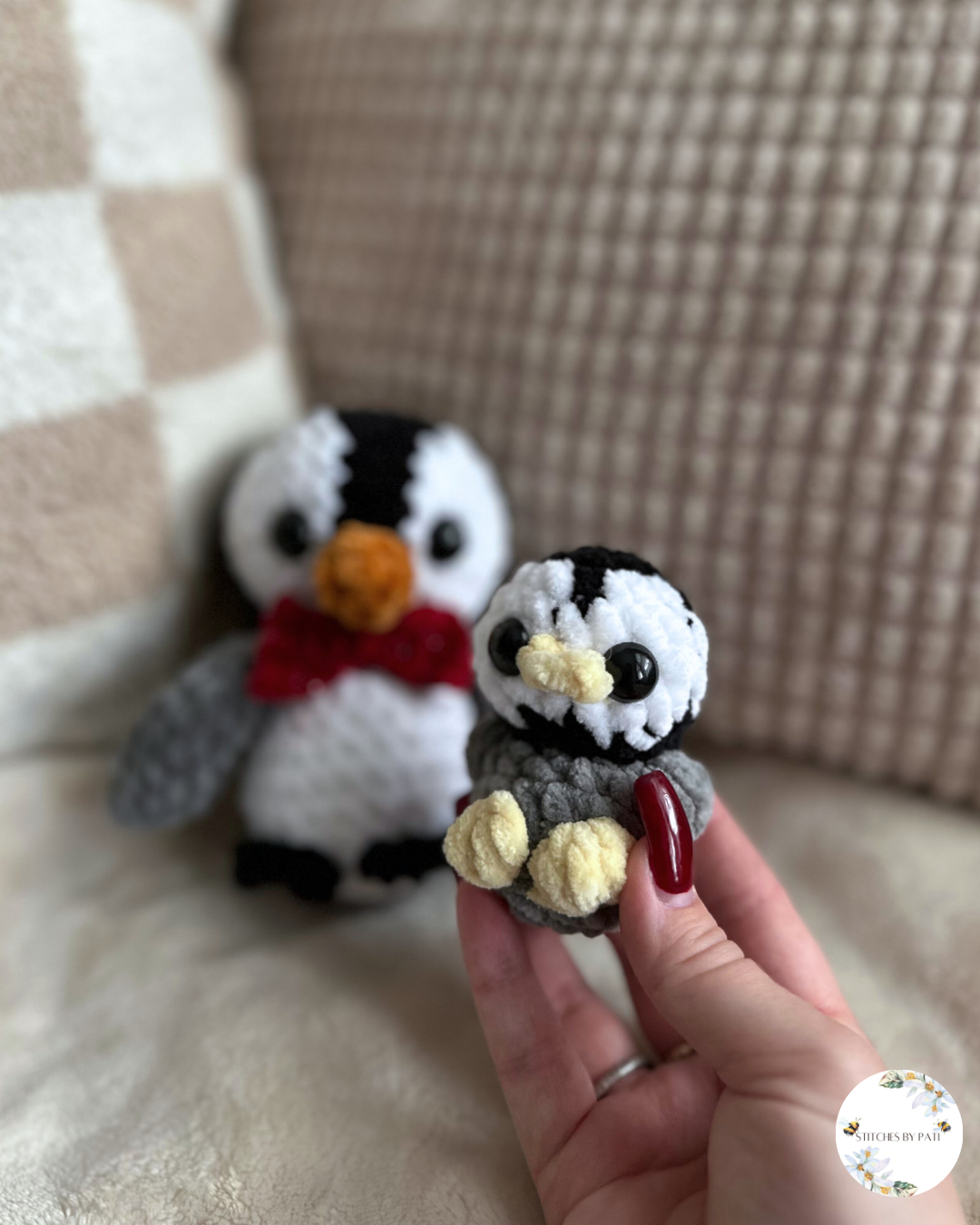 Puddles the Penguin & Baby Penguin Bundle - Black & White Tuxedo - Crochet Plushie