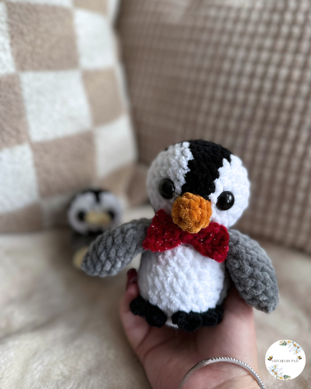 Puddles the Penguin & Baby Penguin Bundle - Black & White Tuxedo - Crochet Plushie