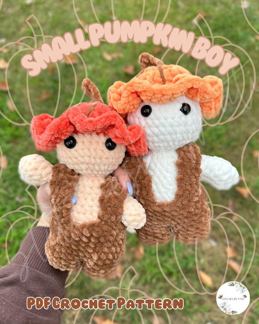 Pumpkin Boy (Small Version) - LOW SEW! Crochet PDF Pattern