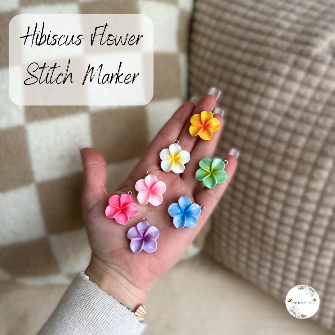 Custom Hibiscus Flower Stitch Marker/Zipper Charm - Lobster Clasp - Crochet/Knitting