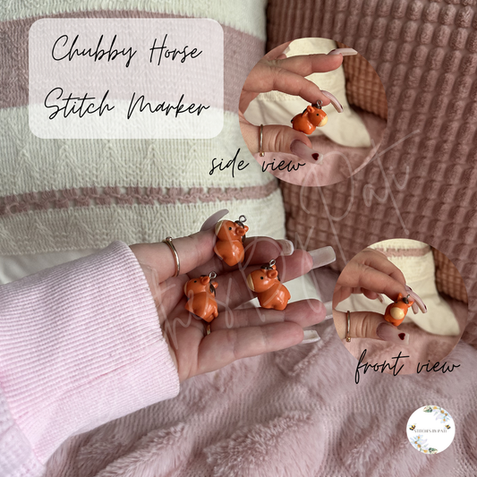 Custom Chubby Horse Stitch Marker/Zipper Charm - Lobster Clasp - Crochet/Knitting