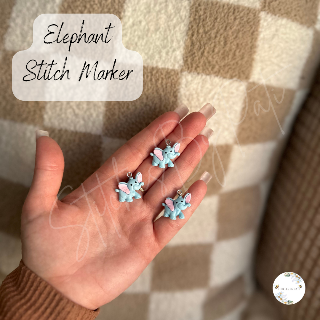 Custom Elephant Stitch Marker/Zipper Charm - Lobster Clasp - Crochet/Knitting