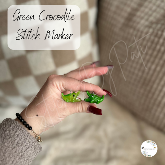 Custom Green Crocodile Stitch Marker/Zipper Charm - Lobster Clasp - Crochet/Knitting