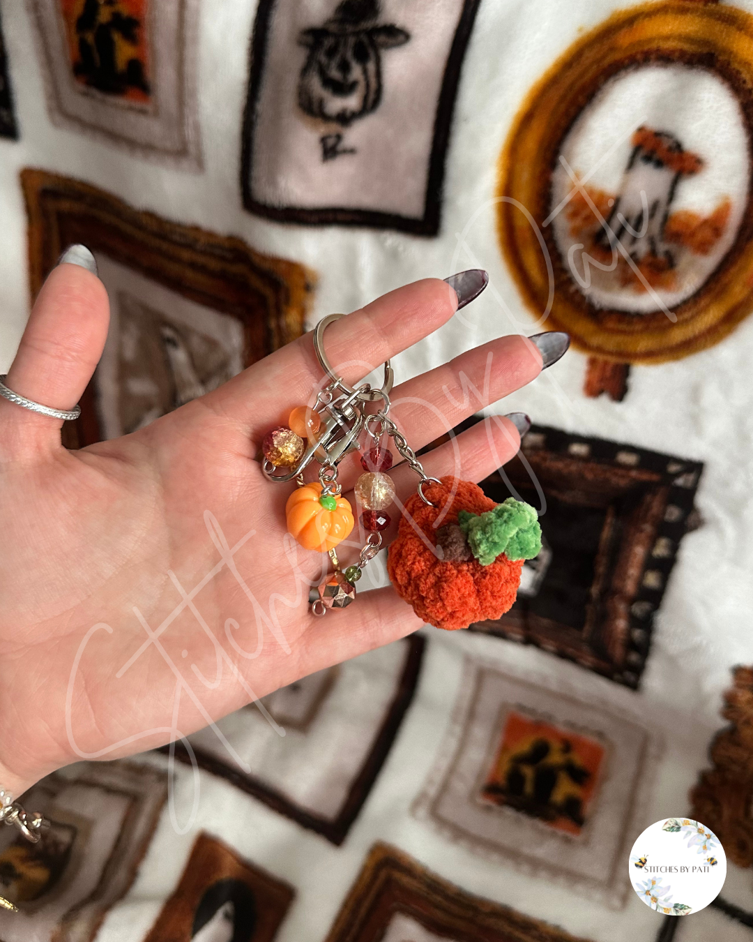 Pumpkin Season Beaded Bag Charm