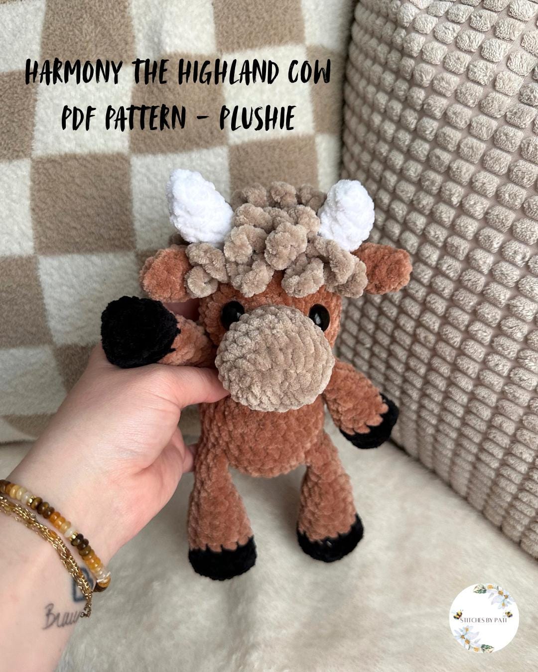 Harmony the Highland Cow Plushie Pattern - Highland Cow Crochet Pattern - No Sew Crochet Plushie Pattern