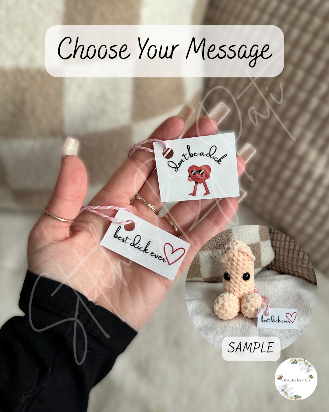 18+ Crocheted "Wiwi" with Message!- Crocheted Plushie