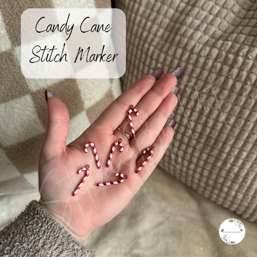 Custom Candy Cane Stitch Marker/Zipper Charm - Lobster Clasp - Crochet/Knitting