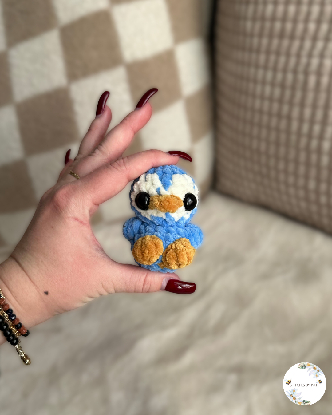 Puddles the Penguin & Baby Penguin Bundle - Blue & White  - Crochet Plushie