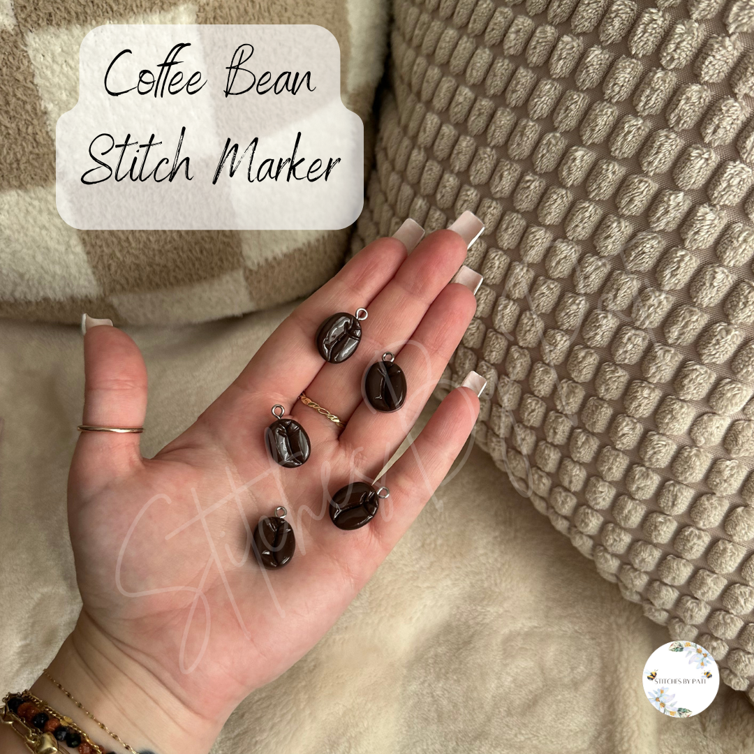 Custom Coffee Bean Stitch Marker/Zipper Charm - Lobster Clasp - Crochet/Knitting