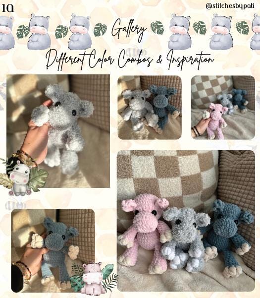 Herman the Hippo Crochet Pattern - Hippo Crochet Pattern - No Sew Crochet Pattern