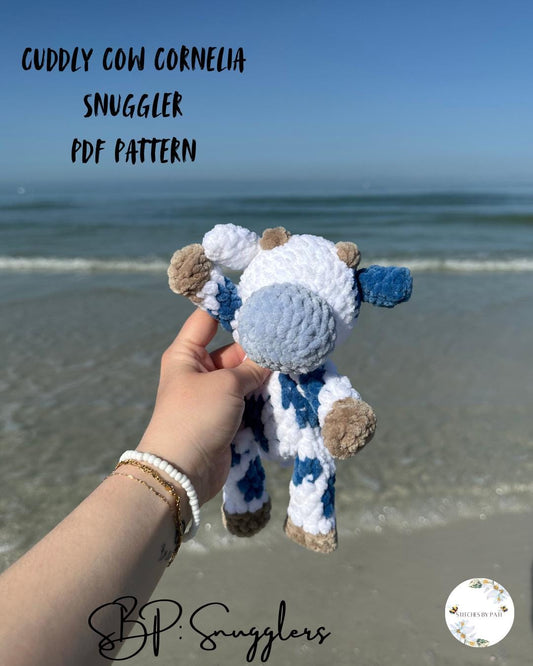 Cuddly Cow Cornelia Snuggler Pattern - Cow Crochet Pattern - No Sew Crochet Snuggler Pattern