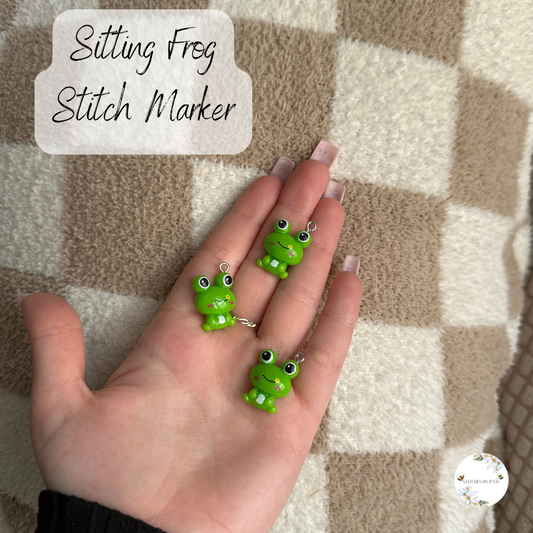 Custom Sitting Frog Stitch Marker/Zipper Charm - Lobster Clasp - Crochet/Knitting