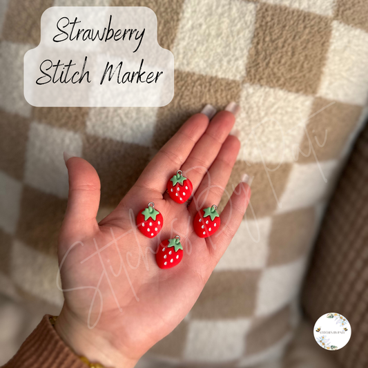 Custom Strawberry Stitch Marker/Zipper Charm - Lobster Clasp - Crochet/Knitting