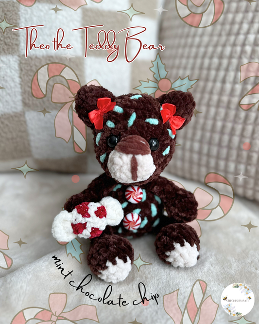 A Mint Chocolate Chip Teddy Bear - Theo the Teddy Bear - Crochet Plushie