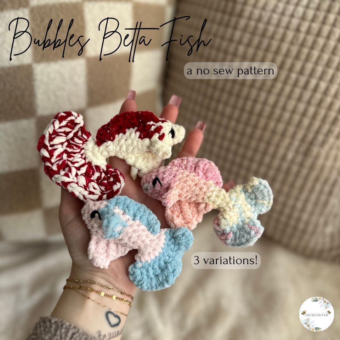 Bubbles Betta Fish - 3 Modifications - Betta Fish Crochet Pattern - No Sew Crochet Pattern