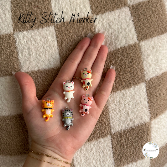 Custom Cat Stitch Marker/Zipper Charm - Lobster Clasp - Crochet/Knitting