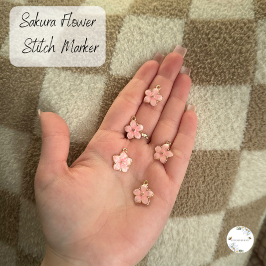 Custom Sakura Cherry Blossom Flower Stitch Marker/Zipper Charm - Lobster Clasp - Crochet/Knitting