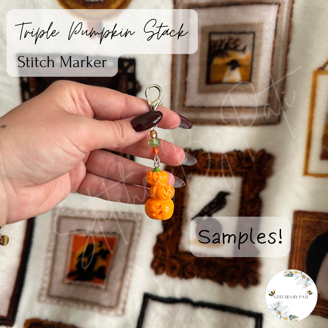 Pumpkin Stack Stitch Marker/Zipper Charm - Lobster Clasp - Crochet/Knitting