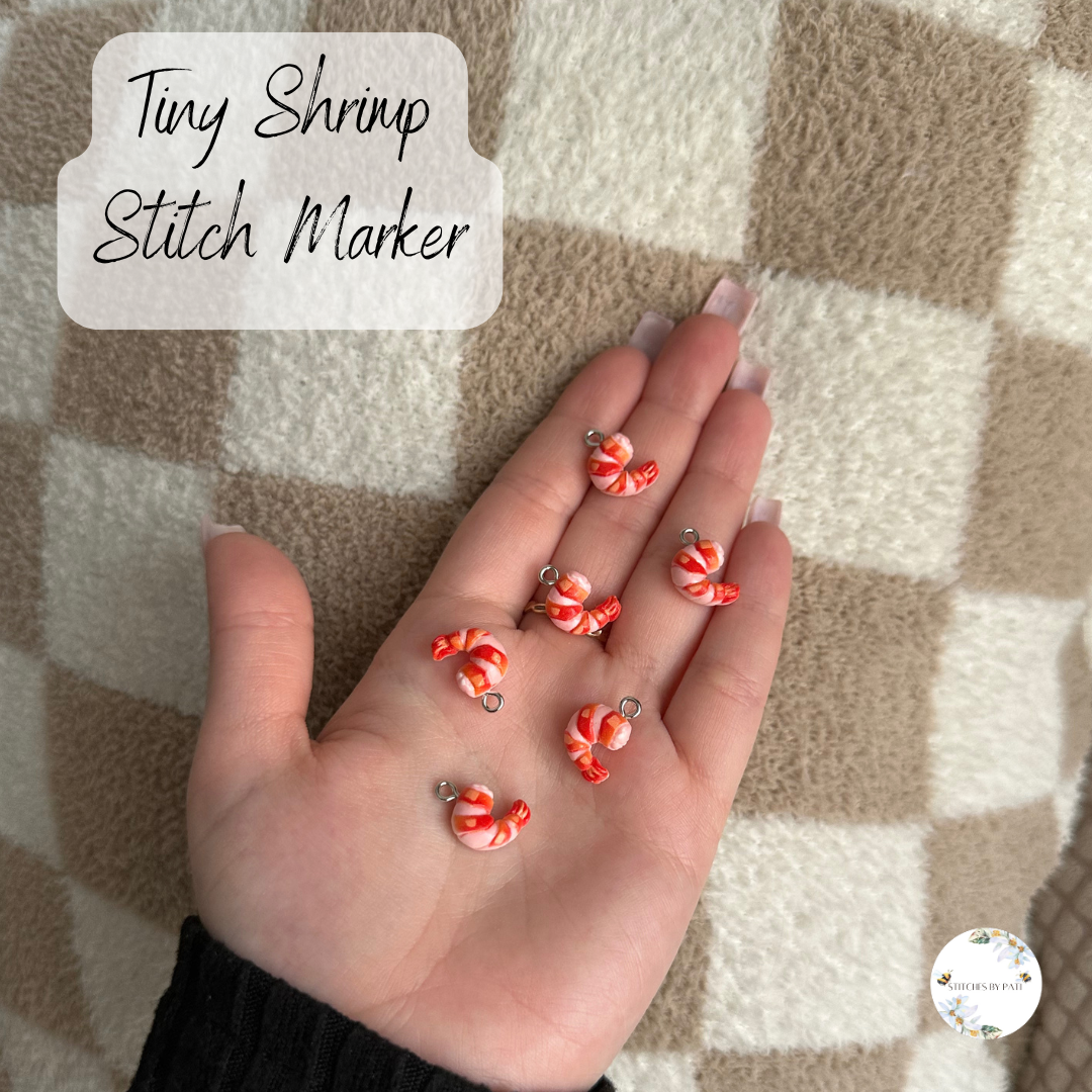 Custom Tiny Shrimp Stitch Marker/Zipper Charm - Lobster Clasp - Crochet/Knitting
