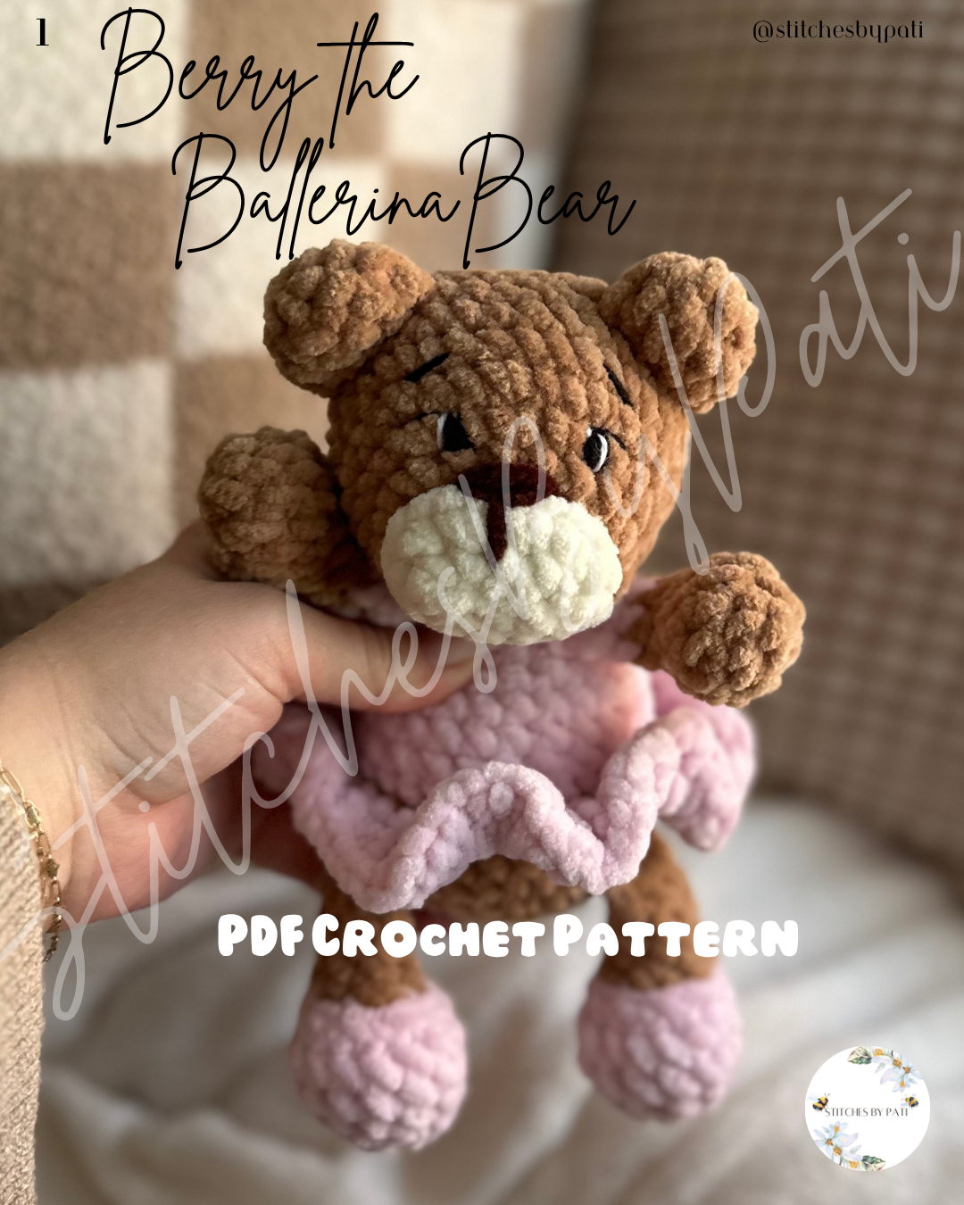 Berry the Ballerina - Bear Crochet Pattern - Low Sew Crochet Pattern